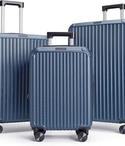 LIGHT FLIGHT Travel Luggage Sets, 3 Piece Set Suitcase with Spinner Wheels, Hardside Lightweight Luggage set with TSA Lock (20" 24" 28"), Royal Blue