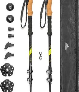 Cascade Mountain Tech Trekking Poles - Carbon Fiber Walking or Hiking Sticks with Quick Adjustable Locks
